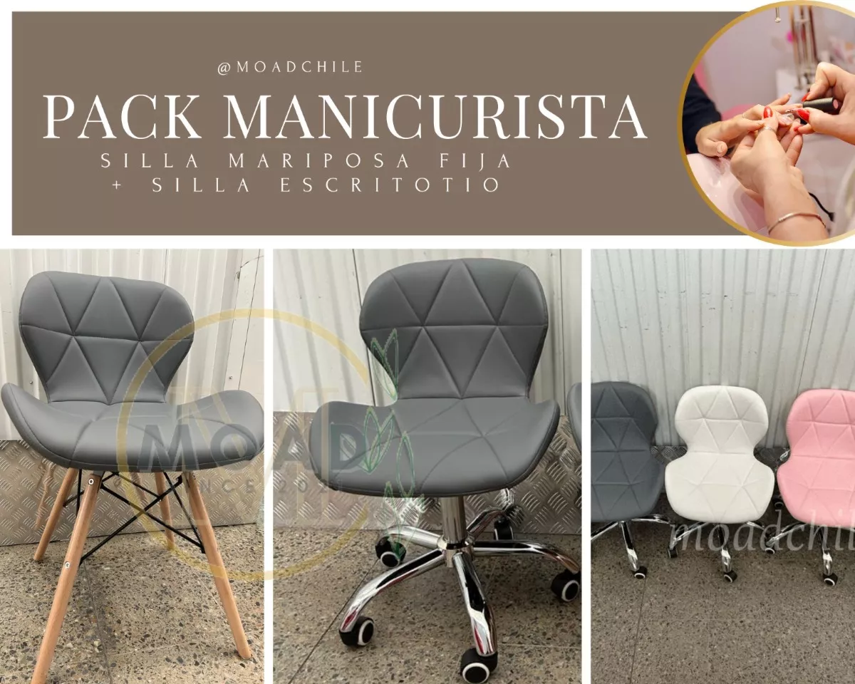 PACK MANICURISTA MARIPOSA CON SILLA FIJA RADAR EAMES GRIS - 2