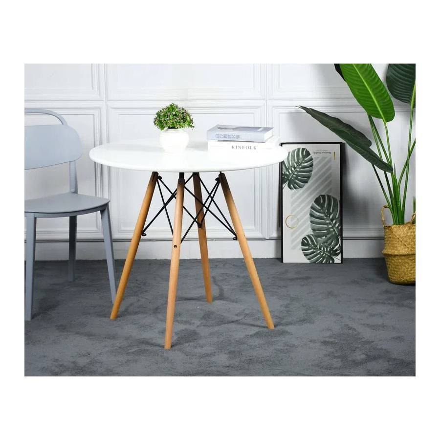 MESA COMEDOR MOAD7415 ROUND 80CM BLANCO MADERA - 3