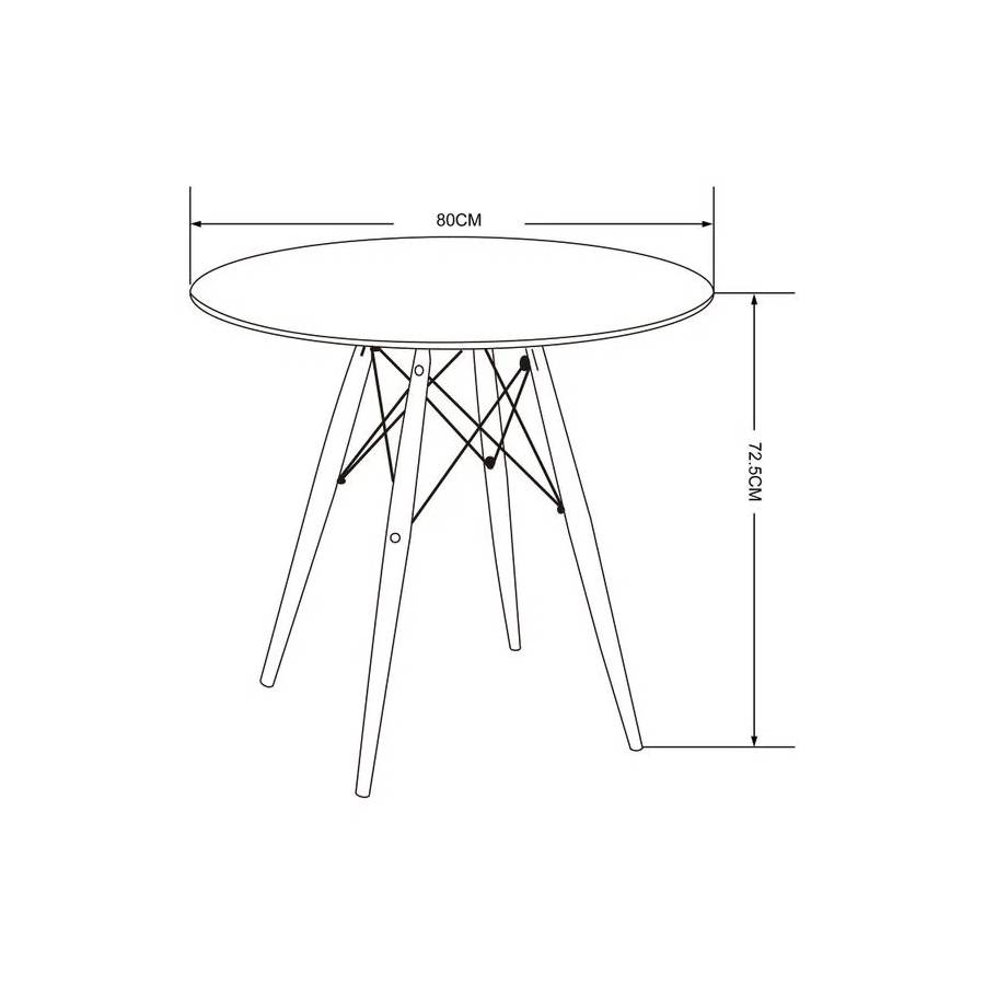 MESA COMEDOR MOAD7415 ROUND 80CM BLANCO MADERA - 5
