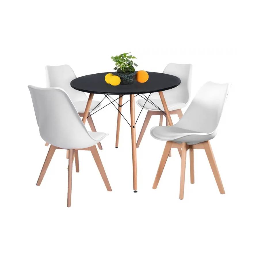 MESA COMEDOR MOAD25874 ROUND 80CM NEGRO MADERA - 2