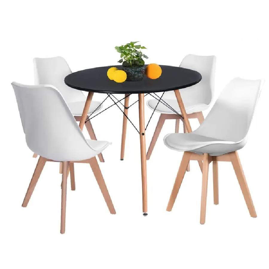 MESA COMEDOR MOAD254988 ROUND 100CM NEGRO MADERA - 3