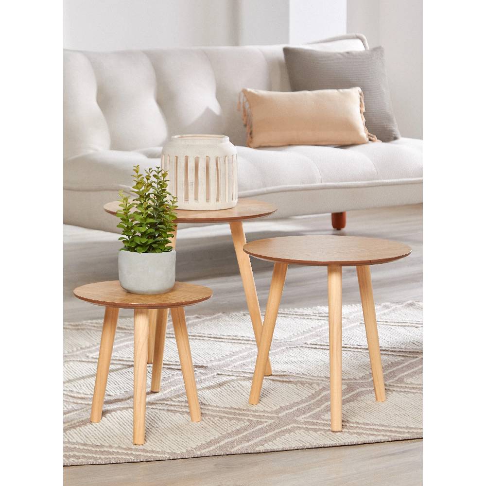 SET 3 MESAS MOAD741577 GRAPE CENTRO/LATERAL NATURAL - 3