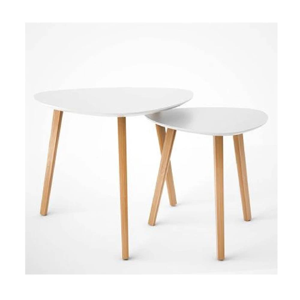 SET 2 MESAS MOAD41589 TWINS OVALADA BLANCO - 1