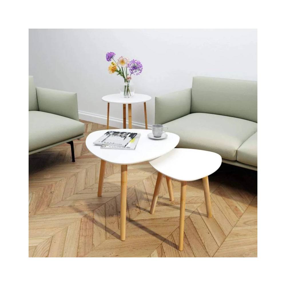 SET 2 MESAS MOAD41589 TWINS OVALADA BLANCO - 2
