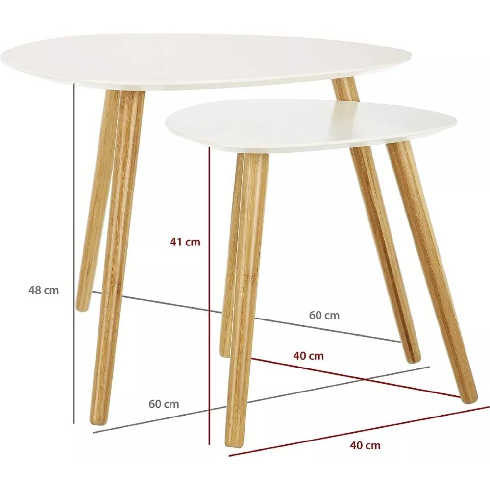 SET 2 MESAS MOAD41589 TWINS OVALADA BLANCO - 3