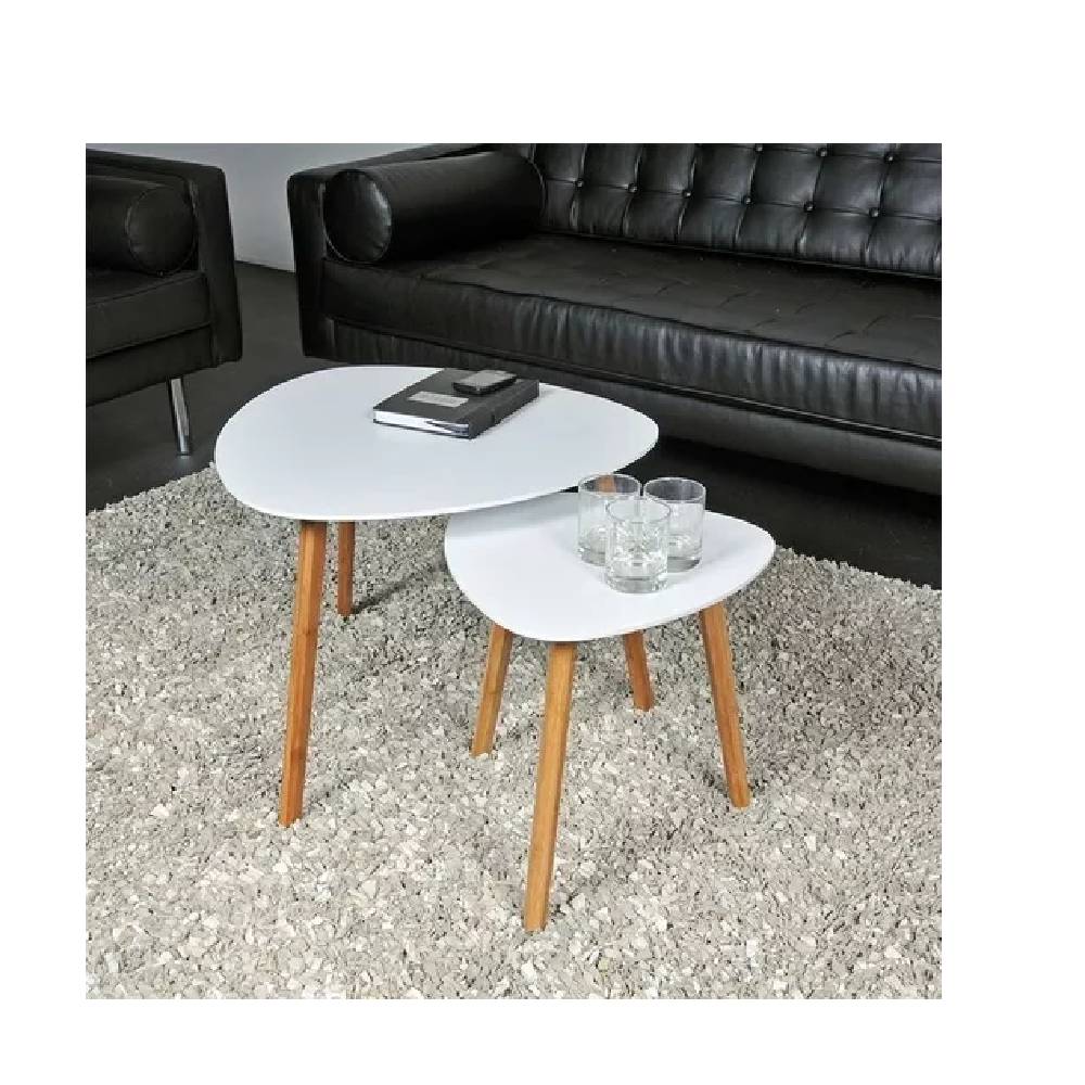 SET 2 MESAS MOAD41589 TWINS OVALADA BLANCO - 5