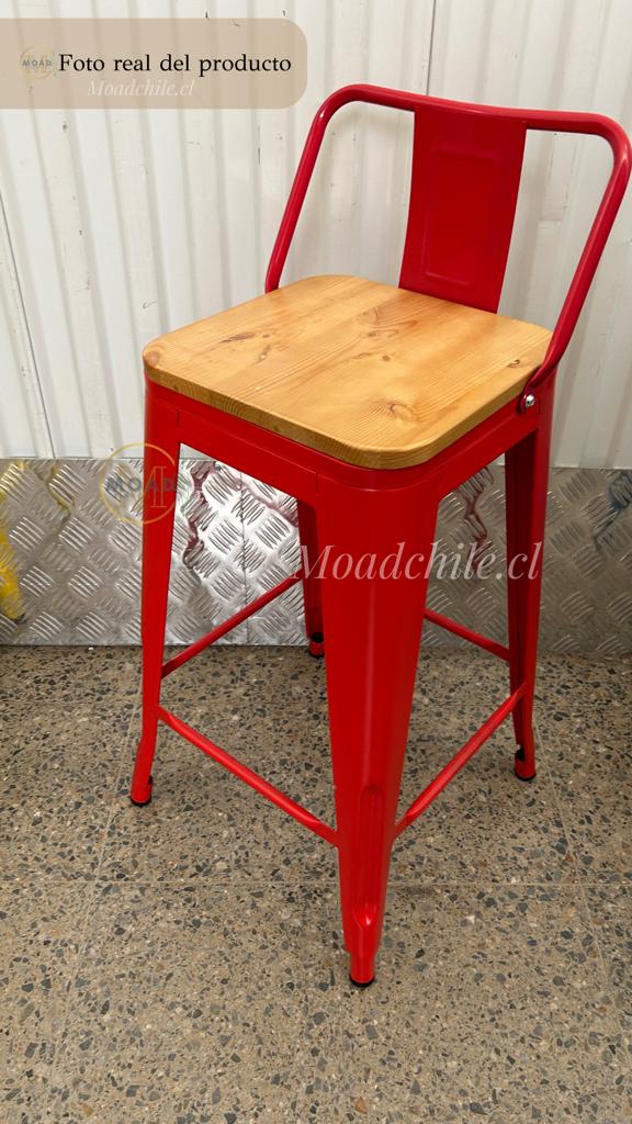 TABURETE TOLIX MADERA (66CM) ROJO - 2