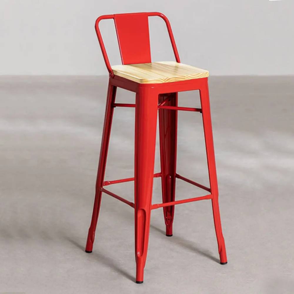 PACK 4 TABURETES TOLIX MADERA (77CM) ROJO - 2
