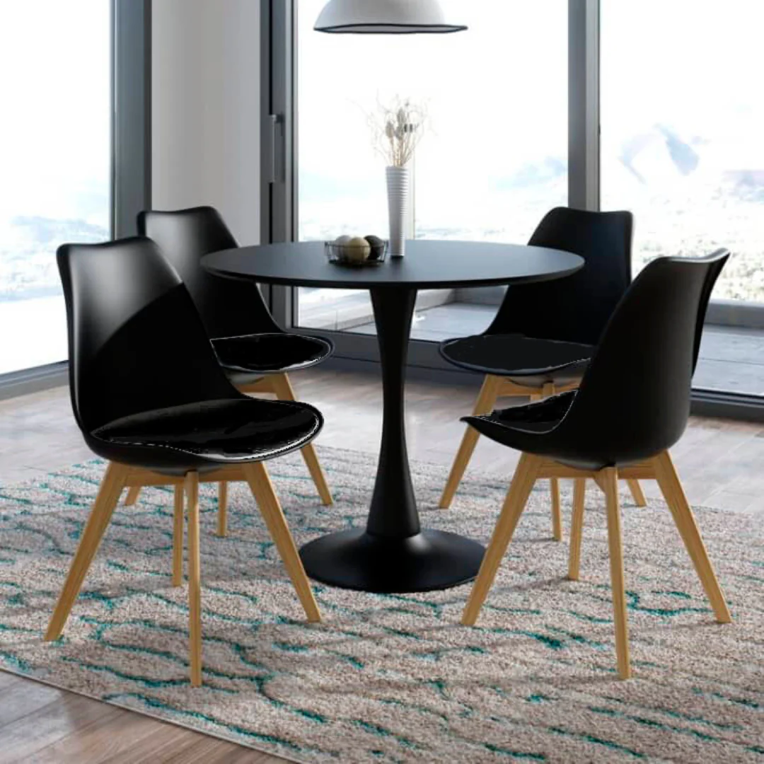 SILLA TULIP NEGRO ACOLCHADA - 4
