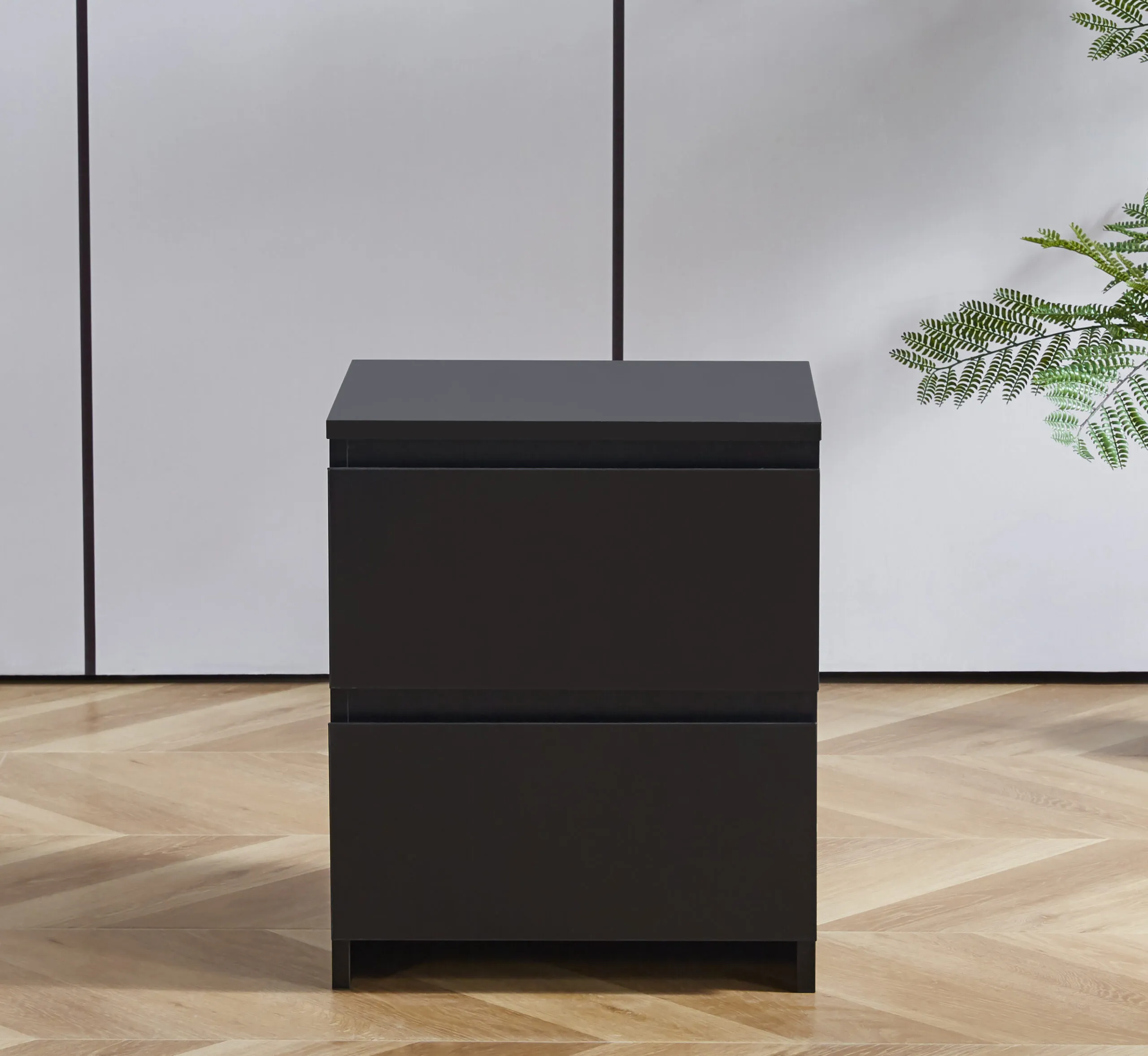 VELADOR MDF NEGRO CAJON DOBLE MINIMAL OSCURO - 3
