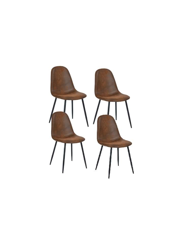 PACK PARIS ACERO CAFÉ 4 SILLAS ECOCUERO VINTAGE PATAS NEGRAS - 1