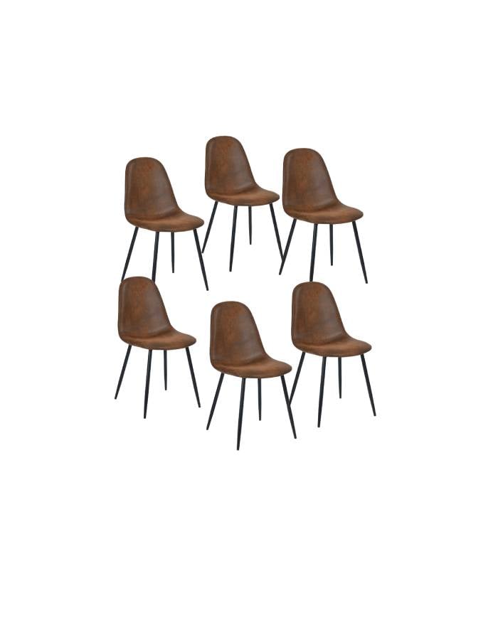 PACK PARIS ACERO CAFÉ 6 SILLAS ECOCUERO VINTAGE PATAS NEGRAS - 1