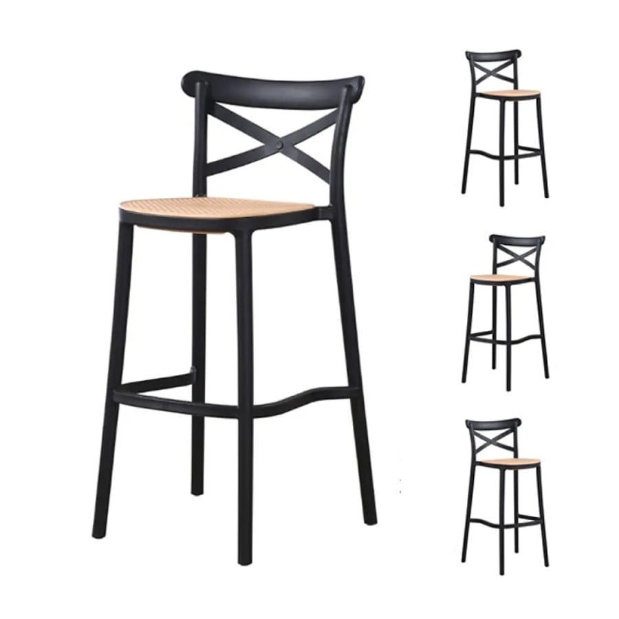 PACK 4 SILLAS DE BAR ARIZONA 75CM NEGRO - 1