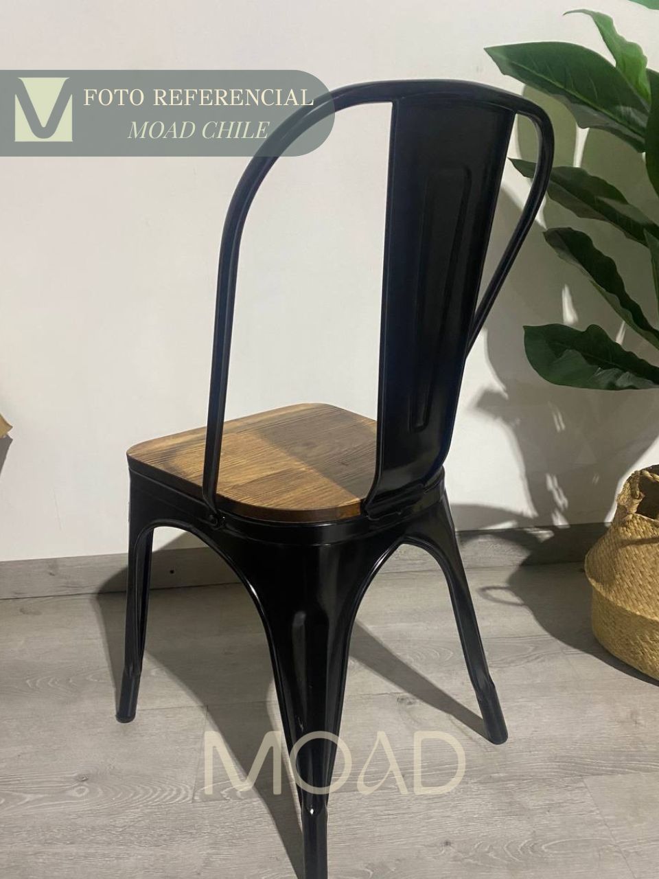 PACK 4 SILLAS TOLIX NEGRAS CON ASIENTO DE MADERA OSCURA - 4
