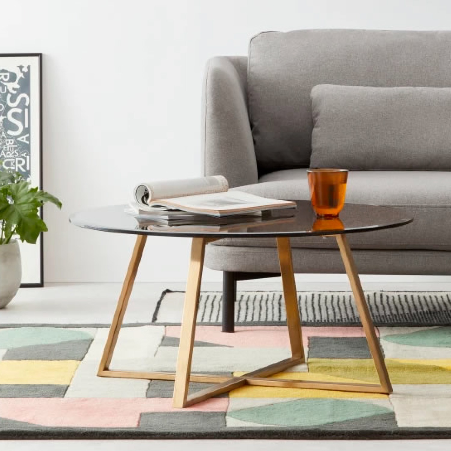 MESA DE CENTRO PARA LIVING DE VIDRIO Y METAL 80CM - 4