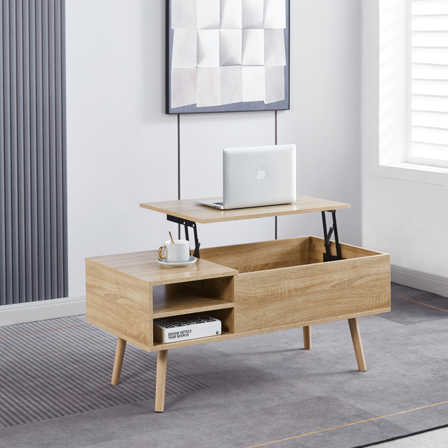 MESA DE CENTRO ELEVABLE PARA LIVING - 3