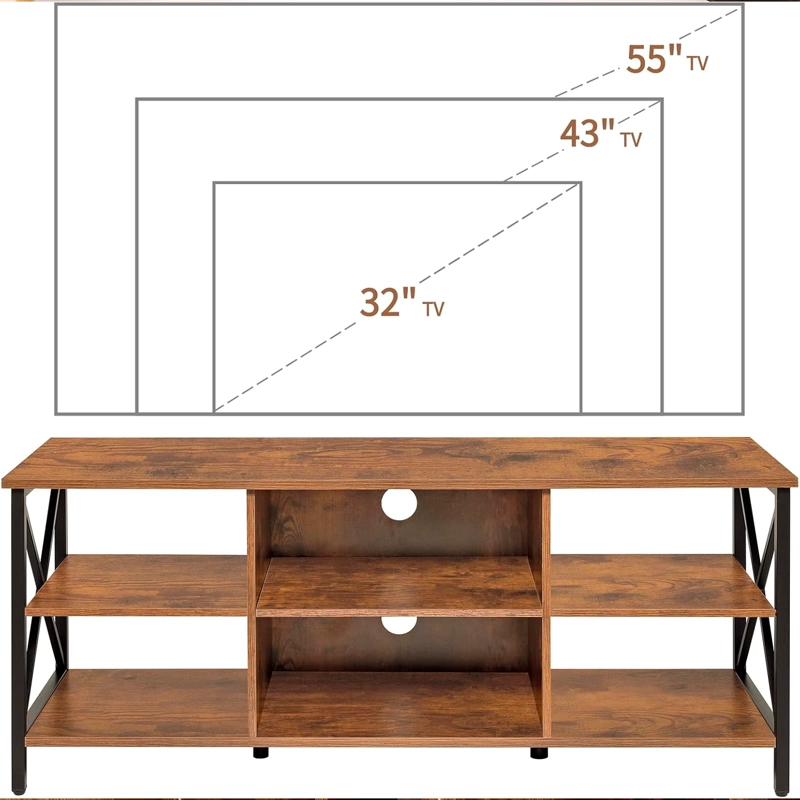 RACK PARA TV CON LIBRERO ESTILO INDUSTRIAL METAL Y MADERA 135 CM - 2