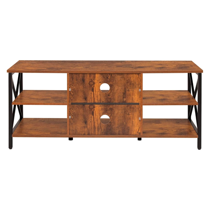 RACK PARA TV CON LIBRERO ESTILO INDUSTRIAL METAL Y MADERA 135 CM - 4