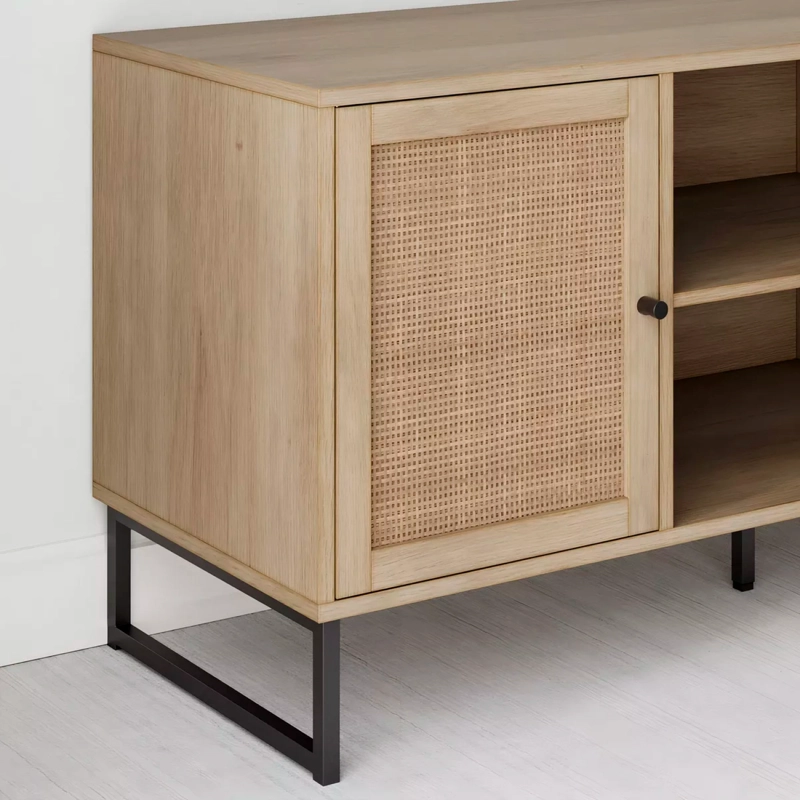 RACK TV BUFFET RATTAN 2 PUERTAS ESTILO BOHO ORGANIZADOR PARA LIVING Y COMEDOR - 3