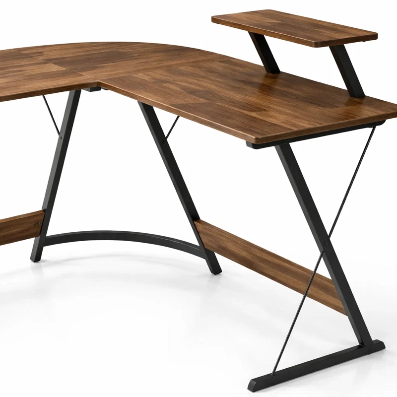 ESCRITORIO ESQUINERO EN L YESKER INDUSTRIAL MDF Y ACERO PARA OFICINA Y HOME OFFICE - 3