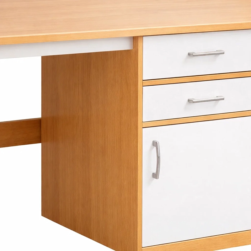 ESCRITORIO HOME OFFICE ANDALUCIA LIGHT WOOD 120 CM MADERA Y ACERO BLANCO - 4