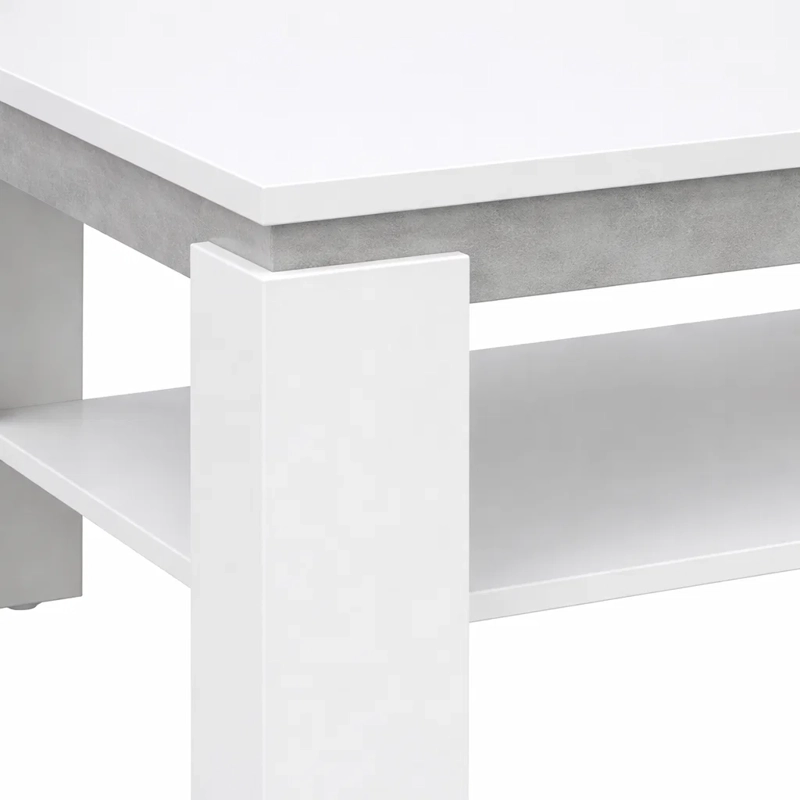 MESA DE CENTRO OSLO BLANCA CON REPISA INFERIOR 90X60 CM  DISEÑO MODERNO MINIMALISTA - 3