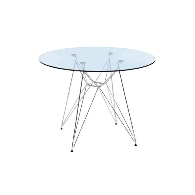 MESA DE COMEDOR EAMES REDONDA 80 CM CON CUBIERTA DE VIDRIO TEMPLADO Y BASE METALICA - 1