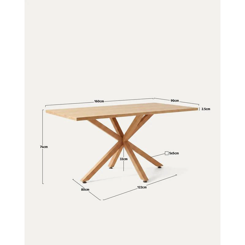 MESA DE COMEDOR ARGO 160X90 CM ESTILO NORDICO MODERNO CON CUBIERTA ENCHAPADA - 2