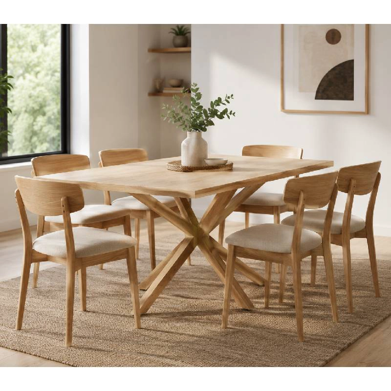 MESA DE COMEDOR ARGO 160X90 CM ESTILO NORDICO MODERNO CON CUBIERTA ENCHAPADA - 4