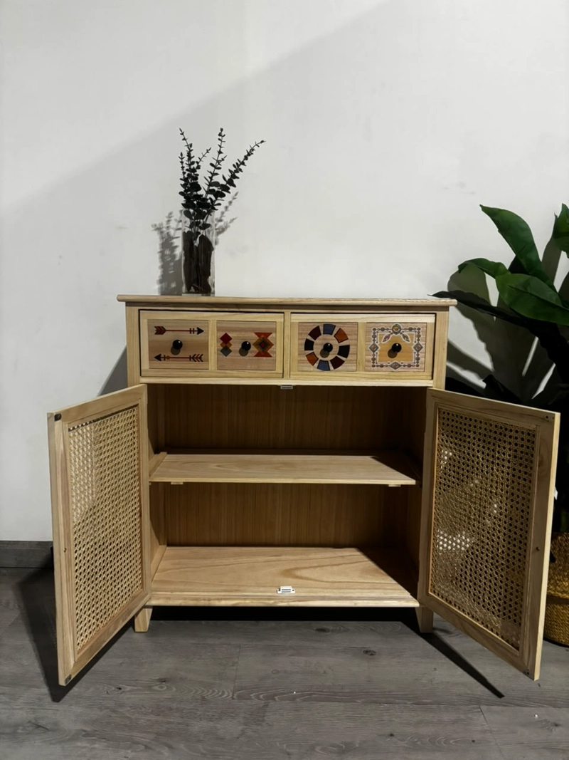 Arrimo Ratán Natural 2 Puertas 2 Gavetas para Living y Comedor - 10