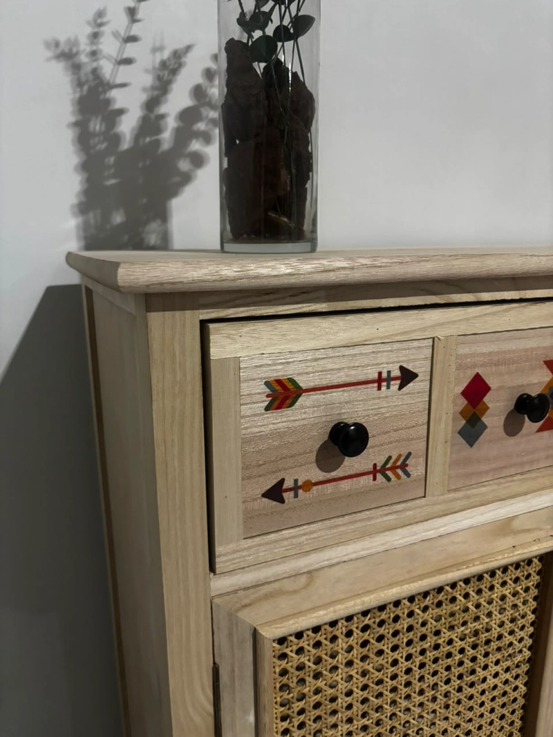 Arrimo Ratán Natural 2 Puertas 2 Gavetas para Living y Comedor - 8