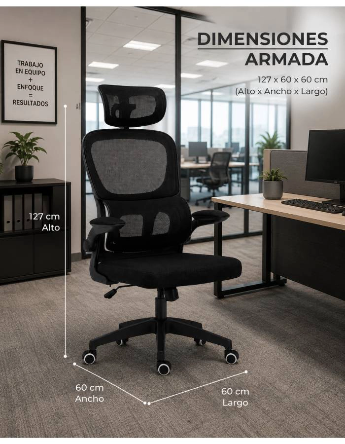 SILLA DE ESCRITORIO ERGONOMICA BLACK - 3