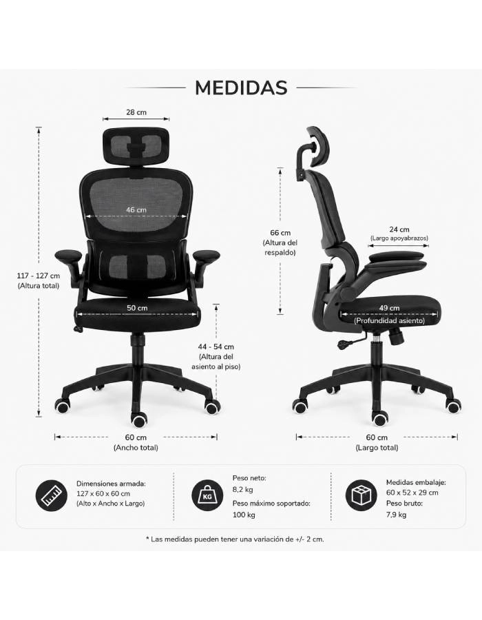 SILLA DE ESCRITORIO ERGONOMICA BLACK - 4