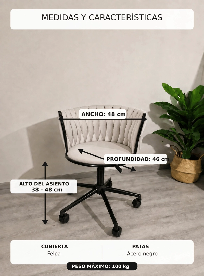 SILLA DE ESCRITORIO QUEEN BASE NEGRA - 8