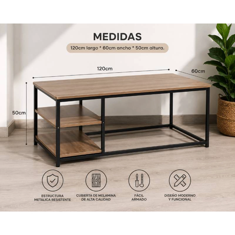 MESA DE CENTRO RECTANGULAR CON REPISAS BEGOÑA - 5