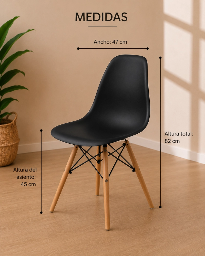 COMEDOR EAMES REDONDO 4 PERSONAS MESA BLANCA 80 CM + 4 SILLAS - 5