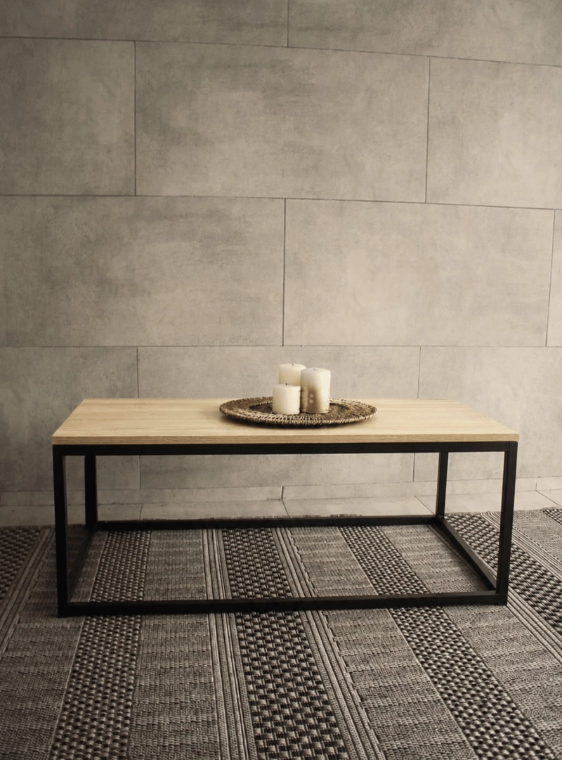 MESA DE CENTRO TEXAS 90 CM MDF Y METAL MODERNA PARA LIVING - 2
