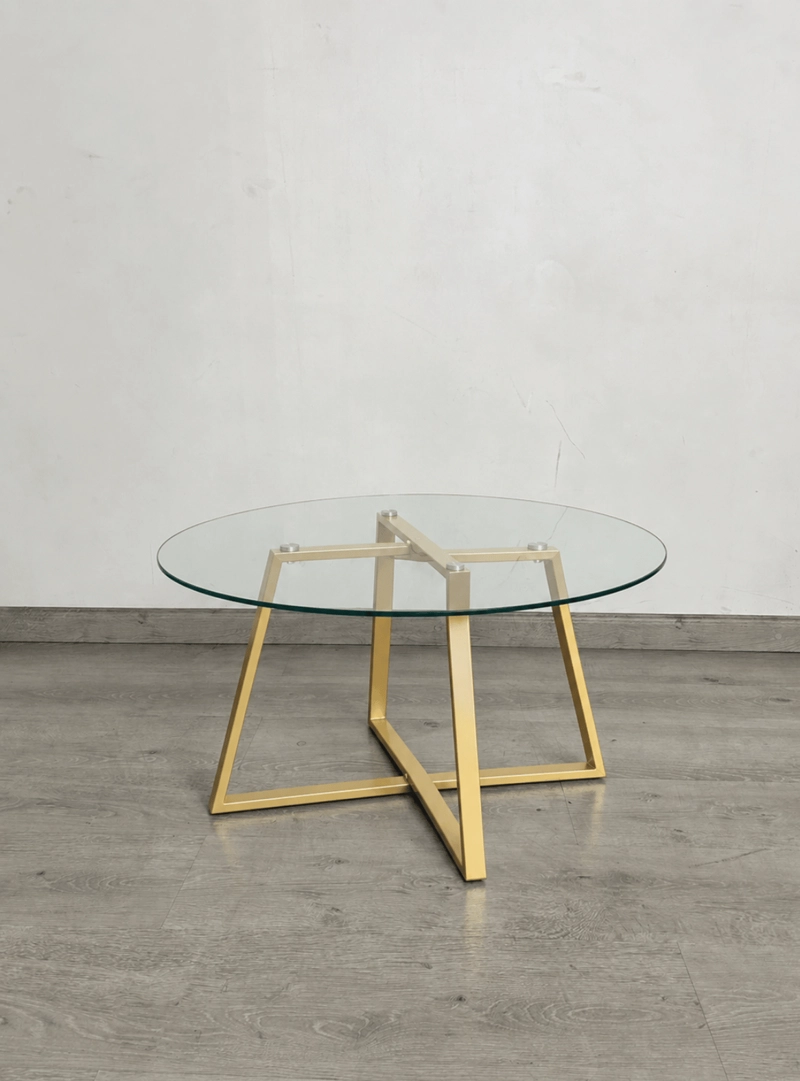 MESA DE CENTRO PARA LIVING VIDRIO TEMPLADO Y METAL 80X80 CM - 2