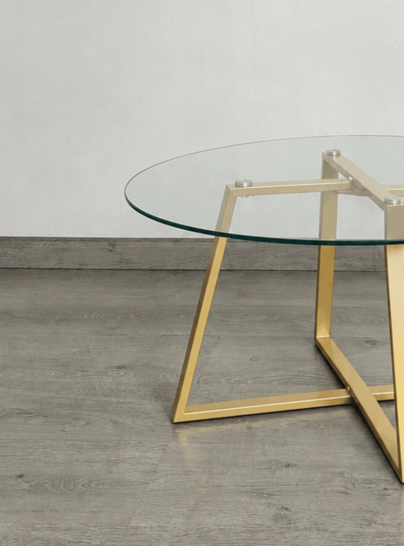 MESA DE CENTRO PARA LIVING VIDRIO TEMPLADO Y METAL 80X80 CM - 6