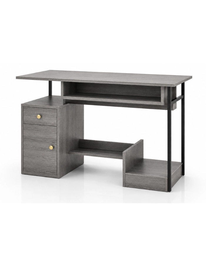 ESCRITORIO ARRECIFE 110 CM CON CAJON Y PUERTA MDF Y METAL PARA OFICINA Y HOME OFFICE - 1