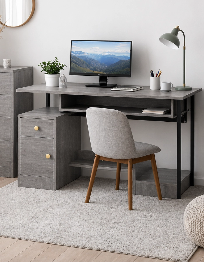 ESCRITORIO ARRECIFE 110 CM CON CAJON Y PUERTA MDF Y METAL PARA OFICINA Y HOME OFFICE - 3