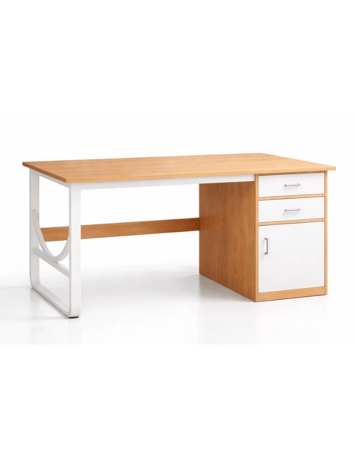 ESCRITORIO ANDALUCIA 120 CM CON GAVETAS Y PUERTA MDF MADERA CLARA ESTILO NORDICO - 1