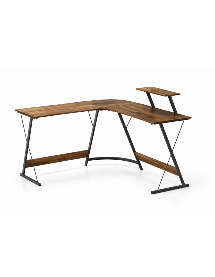 ESCRITORIO ESQUINERO EN L YESKER 129 CM MDF Y ACERO PARA COMPUTADOR - 1