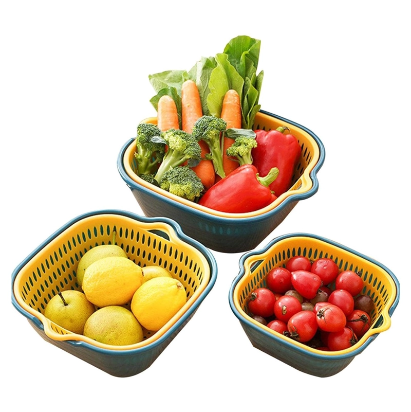 SET 3 CESTAS PARA ALIMENTOS COLADOR PARA VEGETALES - 2