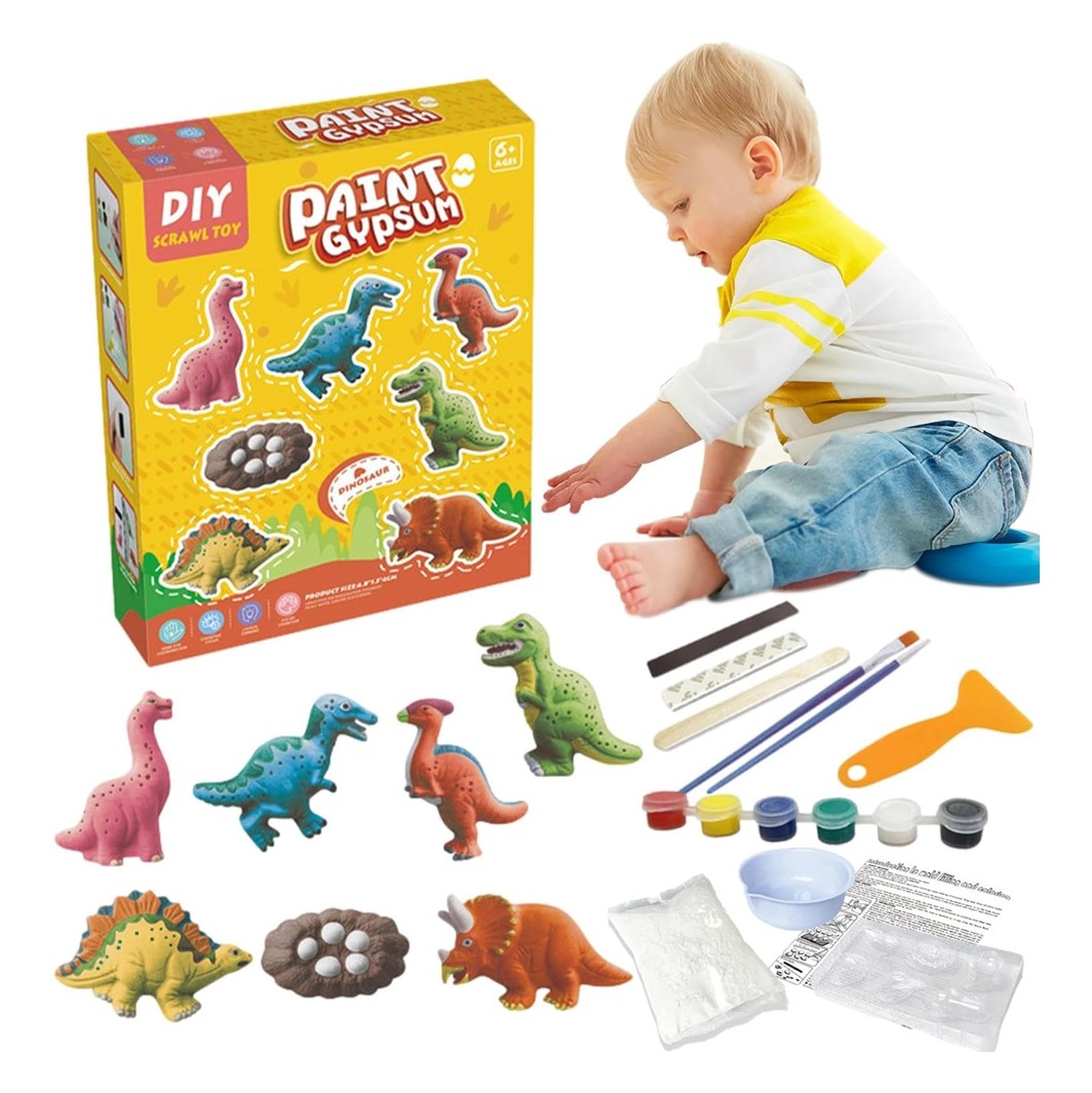 Kit De Pintura De Dinosaurios Para Niños - Con Figuras De Yeso, Pinturas Y Pinceles - Juego De Manualidades Creativas Para Edades 6 A 12 Años