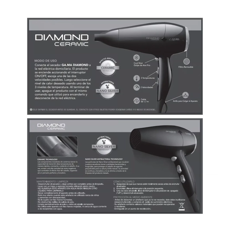 SECADOR DE PELO DIAMOND CERAMIC STD 2300W - 3