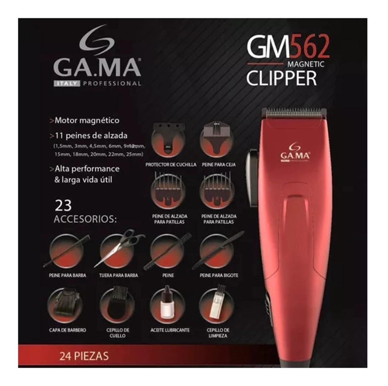 MAQUINA PARA CORTAR PELO CLIPPER GM562 24 PIEZAS 220V GAMA - 3