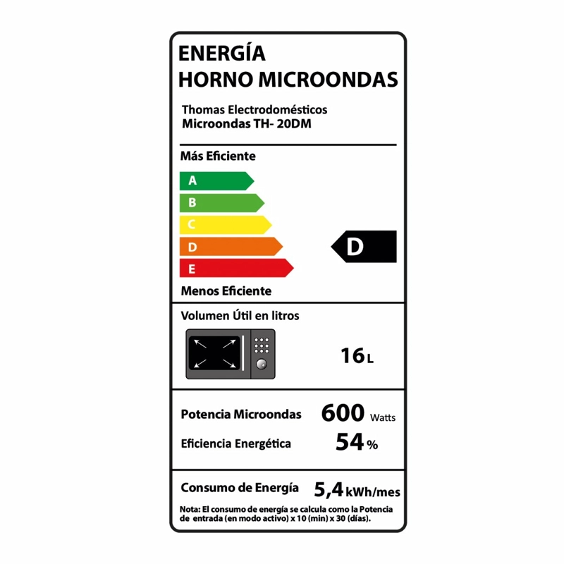 MICROONDAS THOMAS 20 LITROS DE CAPACIDAD 800W TH-20DM - 3