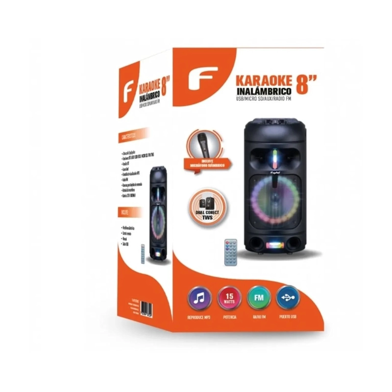 PARLANTE PORTATIL BLUETOOTH LUCES RGB 15W 8PULGADAS - 2