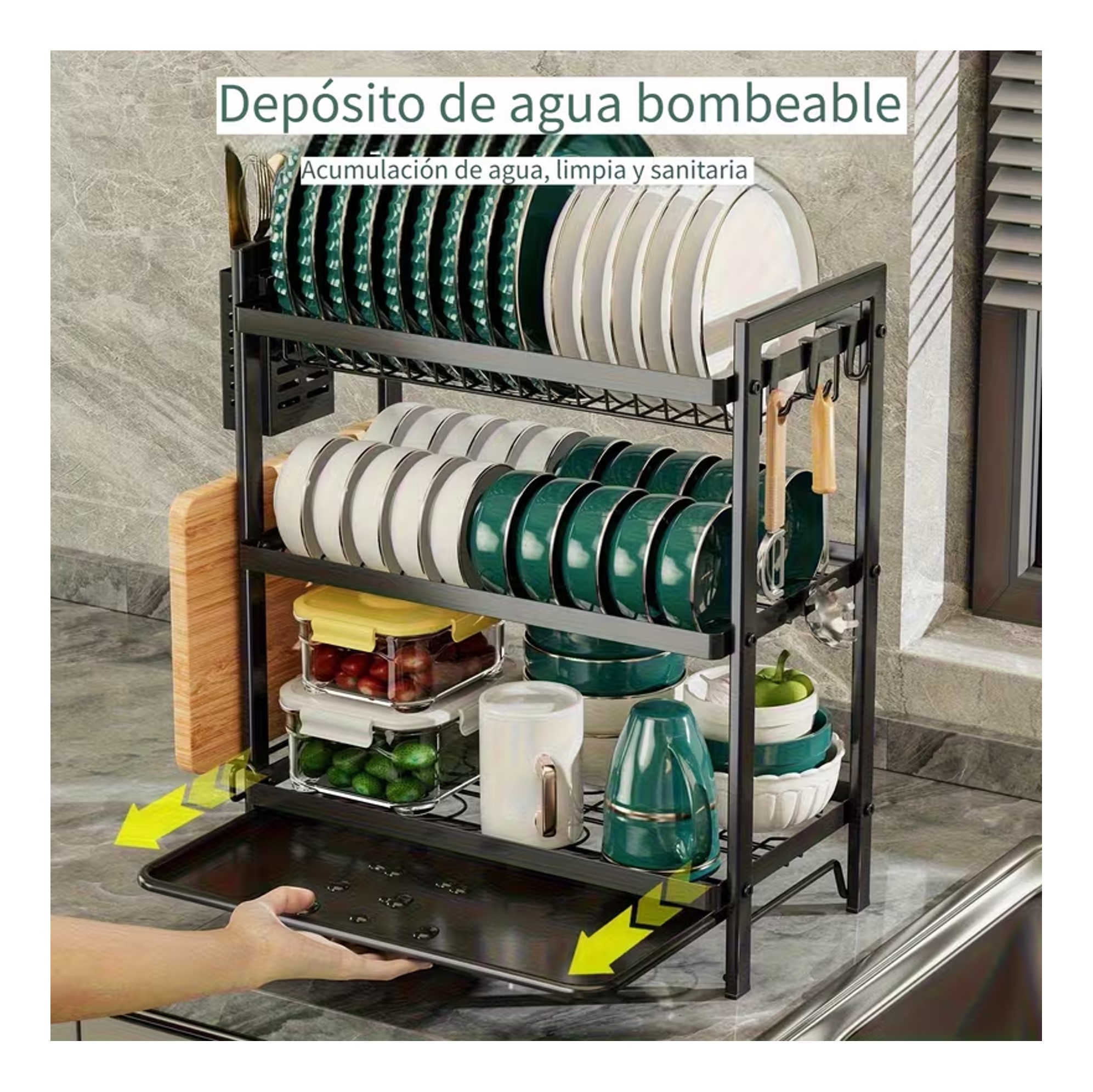 ESTANTE ORGANIZADOR 3 NIVELES SECAPLATOS ORGANIZADOR DE COCINA - 6